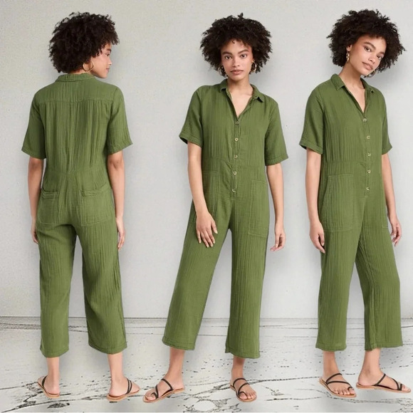 VELVET by Graham & Spencer Elia Cotton Gauze Jumpsuit in Clover Size L - Picture 2 of 16